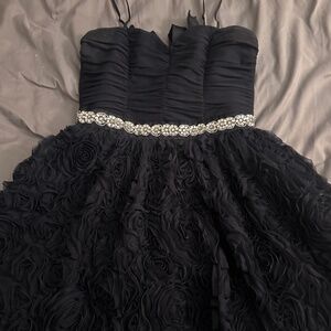 Navy Blue Rose Pattern Homecoming Dress